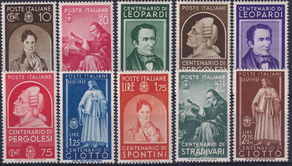 Italy stamps 1937 Centenary of Famous Italians